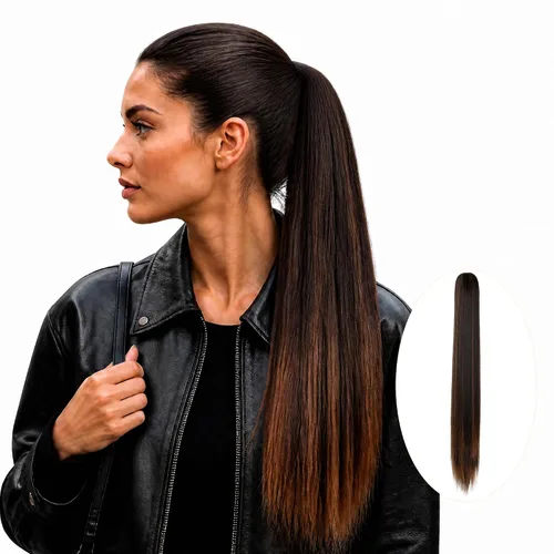 Vista 18 de Colas de caballo con clip para mujer, extensión de cola de caballo rizada de 18 pulgadas, 20 pulgadas, extensiones de cabello ondulado, color rubio