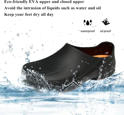 Vista 2 de Zapatos de chef antideslizantes para hombre, zapatos de trabajo antideslizantes profesionales impermeables para cocina, restaurante, hospital