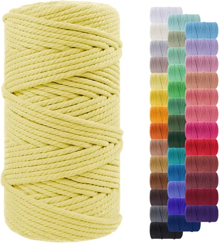 Vista 107 de Cordón de macramé de 0.079 pulgadas, cuerda de algodón natural de 109 yardas, hilo de cuerda de macramé para manualidades, ganchos de pared