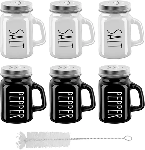 Vista 12 de 2 botellas de vidrio para especias de 4 onzas, saleros, botellas de especias para el hogar, salero y pimentero, tarro de condimentos multiusos