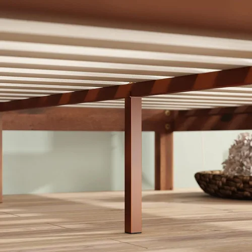 Vista 8 de Zinus cama con plataforma de madera maciza con cabecero de 12 pulgadas / Sin necesidad de resorte de caja / Soporte con listón de madera / Acabado