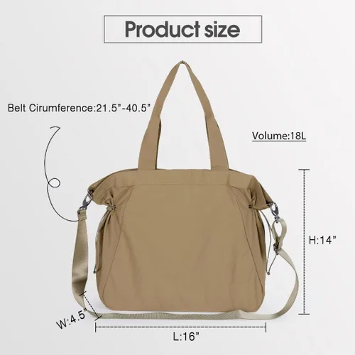 Vista 6 de ASLABCREW Bolsa de mano para mujer, 18L con cincha lateral con correa ajustablebolsa de mano extra, bolsa de hombro ligera
