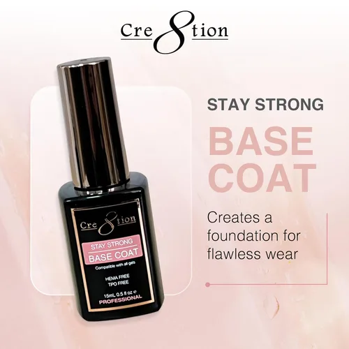Vista 2 de Cre8tion Capa base de gel Soak Off, base de adhesión para esmalte de gel de larga duración, curación UV LED, libre de HEMA, libre de TPO, 0.3 onzas