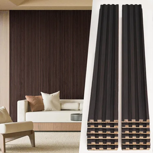 Vista 11 de Art3d Panel de pared de listones de madera de 4 piezas de 96"x5.7" para interior, techo y decoración, 15.2 pies cuadrados 4 piezas de madera natural
