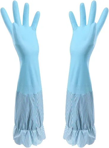 Vista 12 de RARITYUS Guantes de limpieza de cocina para el hogar, guantes de puño largo antideslizantes con forro de algodón impermeable