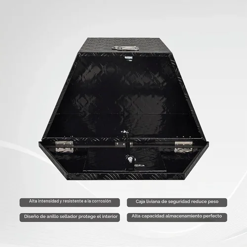 Vista 6 de Caja de herramientas de aluminio de 29 pulgadas para remolque de utilidad, caja de herramientas con lengüeta ancha para remolque de utilidad