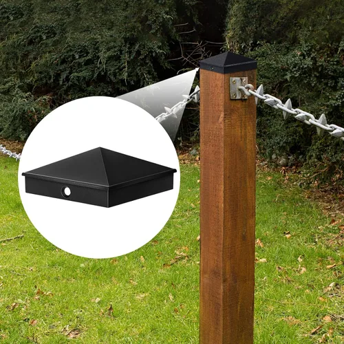 Vista 5 de Cubiertas de poste de aluminio de Dunzy Tapas de poste de pirámide para valla Cubiertas de poste de cubierta de terraza para manga nominal con Negro
