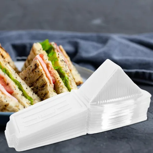 Vista 7 de Cabilock Caja de sándwich triangular de 5.90 x 3.34 x 3.14 pulgadas, recipiente de plástico transparente con tapa transparente para sándwiches