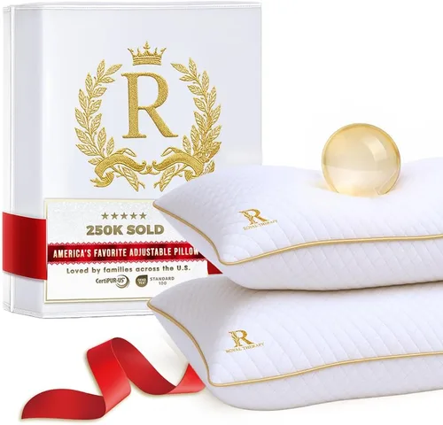 Vista 23 de Royal Therapy - Almohada de espuma viscoelástica Queen, almohada de espuma triturada ajustable sin olor para el alivio del dolor de cuello