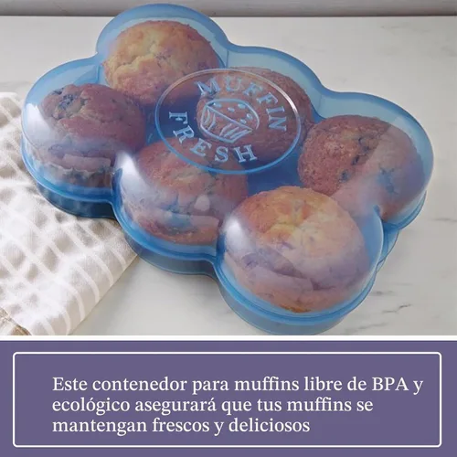 Vista 4 de Muffin Fresh - Contenedor de almacenamiento con tapa, 1 unidad, capacidad para 6