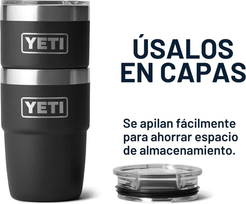 Vista 4 de YETI Rambler Taza de café aislada de 8 onzas con tapa, taza de café apilable de doble pared aislada al vacío, forro de cerámica DuraSip, diseño apto