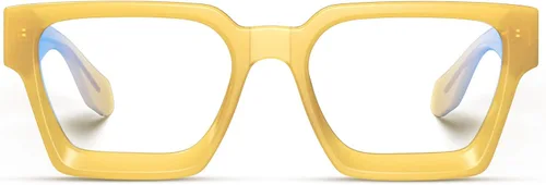 Vista 6 de VISOONE - Lentes de bloqueo de luz azul con marco rectangular TR97 y estilo elegante Preppy para mujeres y hombres, diseño River