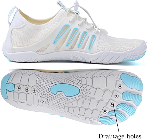 Vista 5 de HiGropcore Zapatos de agua para hombres y mujeres, calzado de senderismo descalzo, puntera ancha, zapatos de playa, zapatos de natación