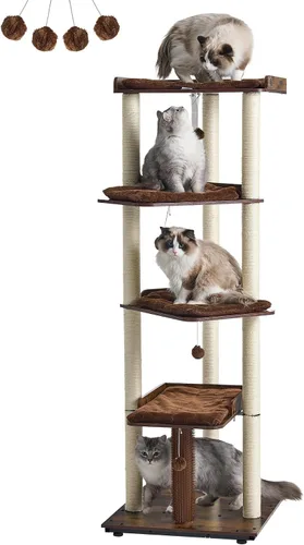 Vista 13 de FourFurPets Árbol para gatos resistente, árbol de gato de 67.7 pulgadas para gatos de interior grande y adulto, torre moderna para gatos grandes