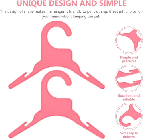 Vista 5 de POPETPOP 50 perchas de ropa para perros, lindo abrigo rosa para secar perros, perchas de plástico para ropa para mascotas, estantes de secado