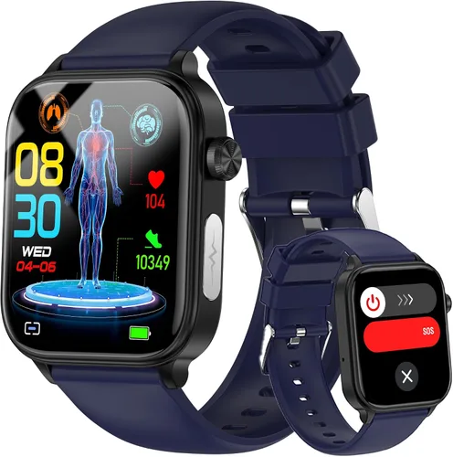 Vista 9 de Reloj inteligente para hombres y mujeres (responder/hacer llamadas), reloj de fitness de 1.96" con pantalla HD, monitor de presión