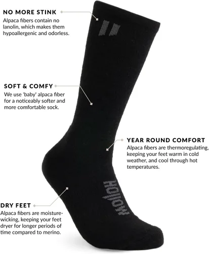 Vista 3 de HOLLOW Alpaca Crew Socks for Men and Women, Running, Hiking, Outdoors, Designed for Comfort and Performance