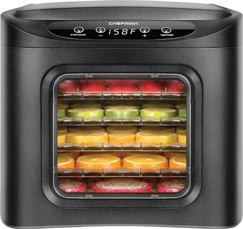Vista 9 de Chefman Deshidratador de alimentos de 5 bandejas, bandejas transparentes de 11.4 pulgadas, control de temperatura ajustable, crea aperitivos secos