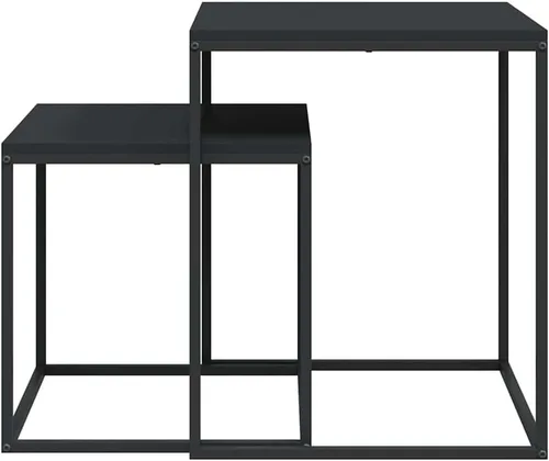 Vista 7 de vidaXL Mesa de centro cuadrada de 2 piezas de madera de ingeniería de 15.7 pulgadas en negro