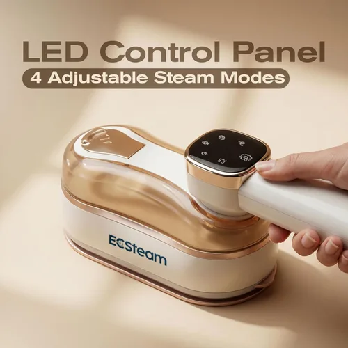 Vista 6 de Vaporizador para ropa y plancha 2 en 1, vaporizador portátil de mano y plancha de vapor de viaje para ropa, calentamiento rápido de 1200 W, 20