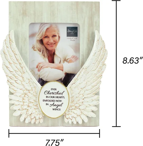 Vista 5 de Marco de Foto Conmemorativo con Alas de Ángel, Decoración para el Hogar, Regalo por la Muerte de un Ser Querido, Para Foto de 10 x 15 cm, De Abbey &