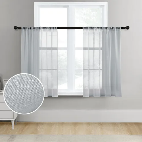 Vista 42 de MRTREES Cortinas transparentes de Aqua Blue, para cocina, de 36 pulgadas de longitud, cortinas transparentes de gasa con filtro de luz, cortinas