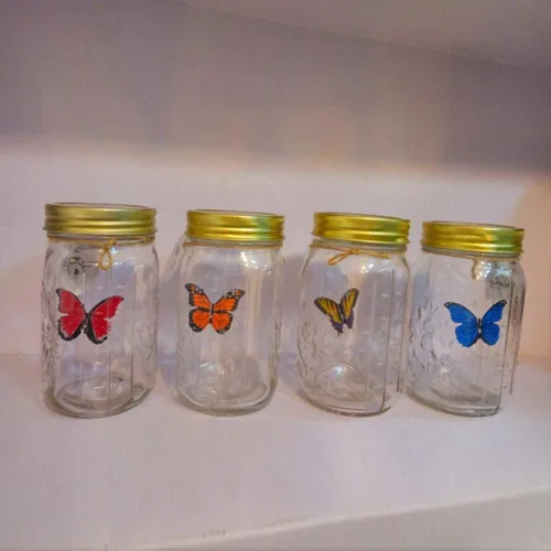 Vista 4 de Mariposa en un frasco de cristal, tarro de lámpara LED Hsxxf con mariposa animada en un tarro para activar la decoración de regalo (rojo)