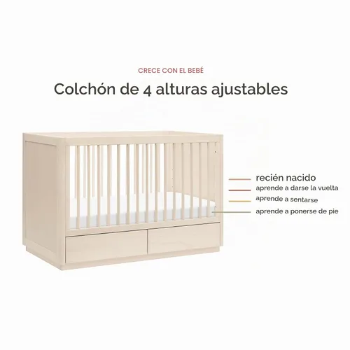 Vista 4 de Babyletto Bento - Cuna convertible 3 en 1 con cajones de almacenamiento para cuna GREENGUARD Certified, Converts to Toddler Bed & Daybed - 4