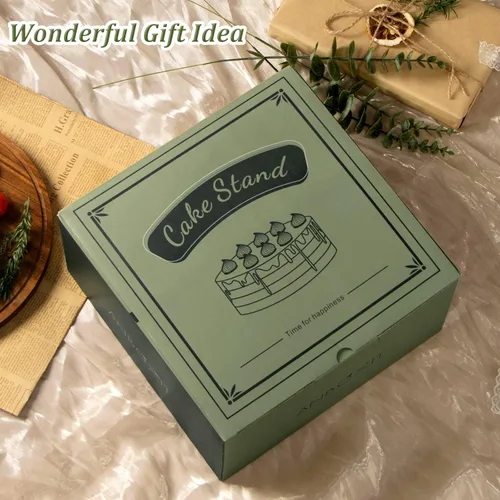 Vista 4 de ANBOXIT Soporte para pasteles con tapa de cúpula, plato de madera de acacia con tapa, soporte de exhibición de pastel de madera con cúpula acrílica
