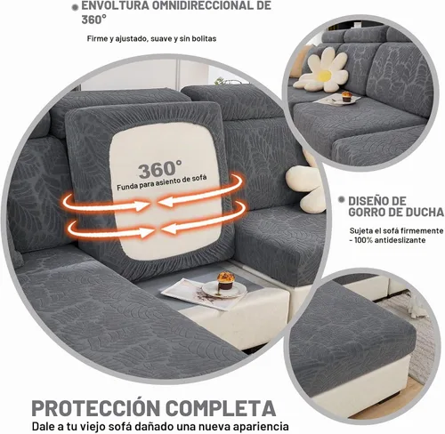 Vista 4 de ShowyLive Funda universal resistente al desgaste, fundas de cojín elásticas de repuesto, fundas de sofá antideslizantes en forma de L, funda