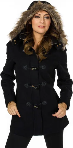 Vista 3 de Alpine Swiss Duffy chamarra de lana de la mujer Fur recortar Parka chamarra con capucha