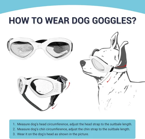 Vista 5 de Gafas de sol para perros de raza media, protección ocular para perros medianos, resistentes al viento, color negro