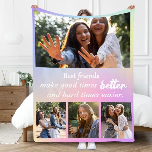 Vista 15 de Gowelly Manta personalizada con imagen, manta personalizada con fotos para adultos, niños, familia, mejores amigos en cumpleaños, Navidad, boda