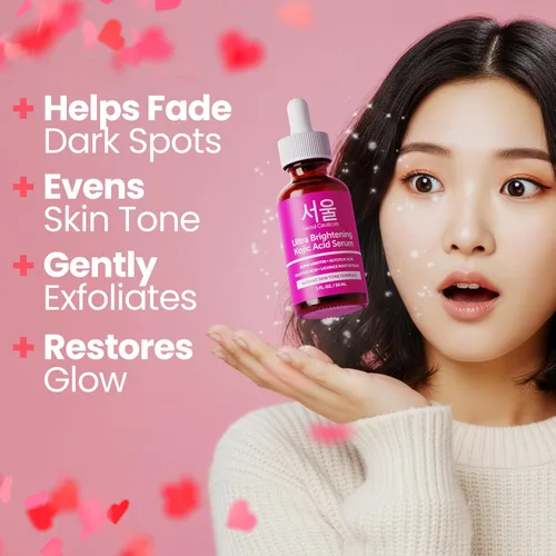 Vista 2 de SeoulCeuticals Korean Skin Care - Suero de ácido kójico Alpha Arbutin Serum – Suero corrector de manchas oscuras ácido glicólico + ácido salicílico