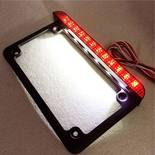 Vista 9 de SMT-Universal compatible con/Suzuki/Yamaha/Kawasaki/Harley Compatible con placa de matrícula LED negra completa de 6 pulgadas Fram Motorcycle