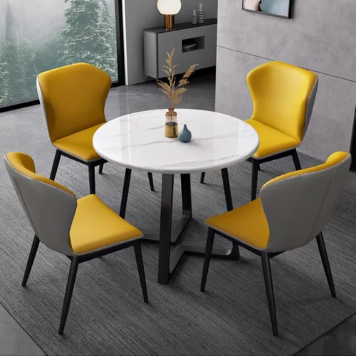 Vista 12 de YVYKFZD 5 Piece Kitchen Dining Table Set, Office Reception Room Club Table and Chair Set, Small Round Conference Table, Simple Coffee Table