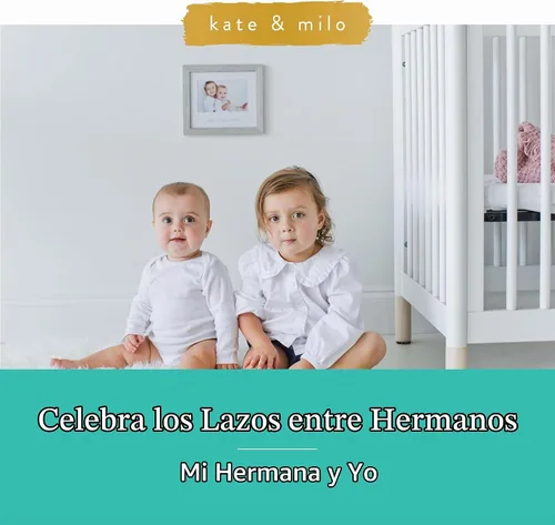 Vista 2 de Kate & Milo Rustic Me & My Sister - Marco para hermanos, regalo ideal para hermana pequeña o mayor, decoración de cuarto de bebé neutral para género