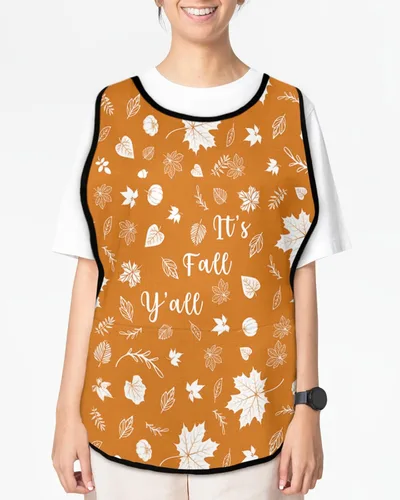 Vista 2 de Delantales de zapatero de hojas de otoño con 2 bolsillos para mujeres y hombres, calabaza naranja de Acción de Gracias, otoño, otoño