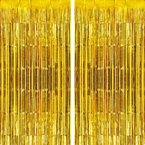 Vista 11 de Paquete de 2 cortinas de flecos brillantes con flecos, telón de fondo de oropel para puerta, cortinas de aluminio para cumpleaños, bodas