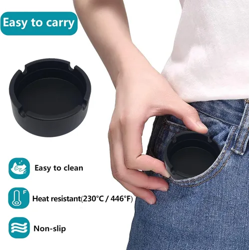 Vista 4 de Cenicero de silicona para cenizas, 3 piezas, fresco, pequeño, portátil, ligero, soporte para fumar, accesorios para cigarrillos, oficina, hogar