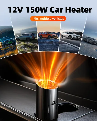 Vista 5 de Calefactor de coche, 12V, calentador portátil con enchufe para ventiladores de calefacción y refrigeración, pequeño descongelador para parabrisas