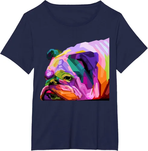 Vista 17 de Camiseta de retrato pop artístico de bulldog británico inglés para dueños de perros, Negro, S