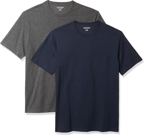 Vista 8 de Amazon Essentials Men's Slim-Fit Short-Sleeve Crewneck T-Shirt Aqua Blue/White