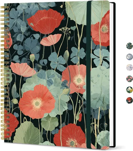 Vista 28 de Taja Diario Grande con Líneas en Espiral para Mujeres, Cuadernos de 8.5" x 11" para Trabajo con Rayado Universitario, Cuadernos A4 Estéticos Bonitos