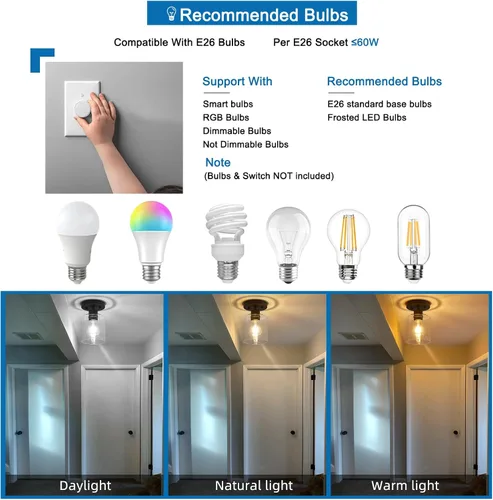 Vista 7 de Lámpara de Techo Semiempotrada Negra, Luminarias de Techo de 1 Luz, Luminarias de Estilo Rústico de Montaje en Techo, Luces de Techo con Pantalla
