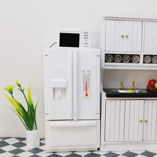 Vista 2 de Accesorios en miniatura para casa de muñecas, horno microondas, mini cocina, mueble, electrodoméstico, modelo de casa en miniatura 1:12, decoración