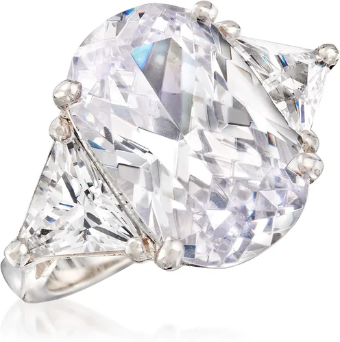 Vista 4 de Ross-Simons 10.00 ct. t.w. Oval and Trillion-Cut CZ Ring in Sterling Silver