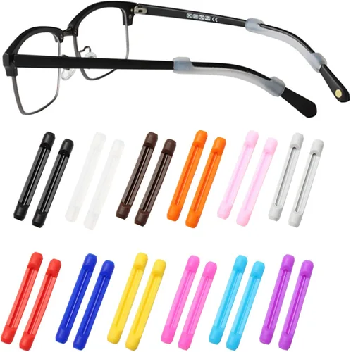 Vista 12 de lvvfit Retenedor de silicona suave para lentes de patillas para niños y adultos, retenedores elásticos antideslizantes, Negro