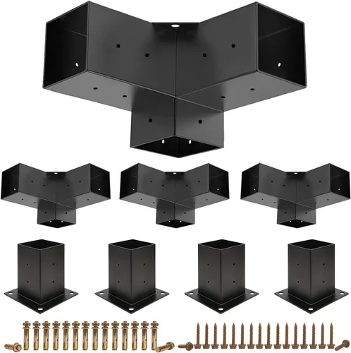 Vista 10 de Kit de pérgola - Soportes de 5 vías para vigas de madera de 4 x 4 pulgadas, cenadores, patio y cobertizos