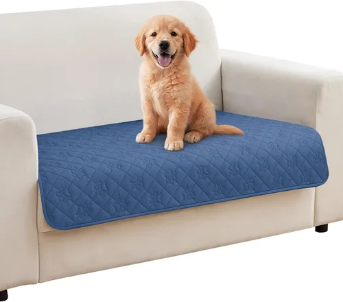 Vista 23 de PAWFINITY Funda de cama impermeable para perros, manta para mascotas lavable para colchón Gris